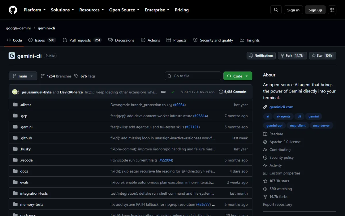 Gemini CLI の GitHub リポジトリ